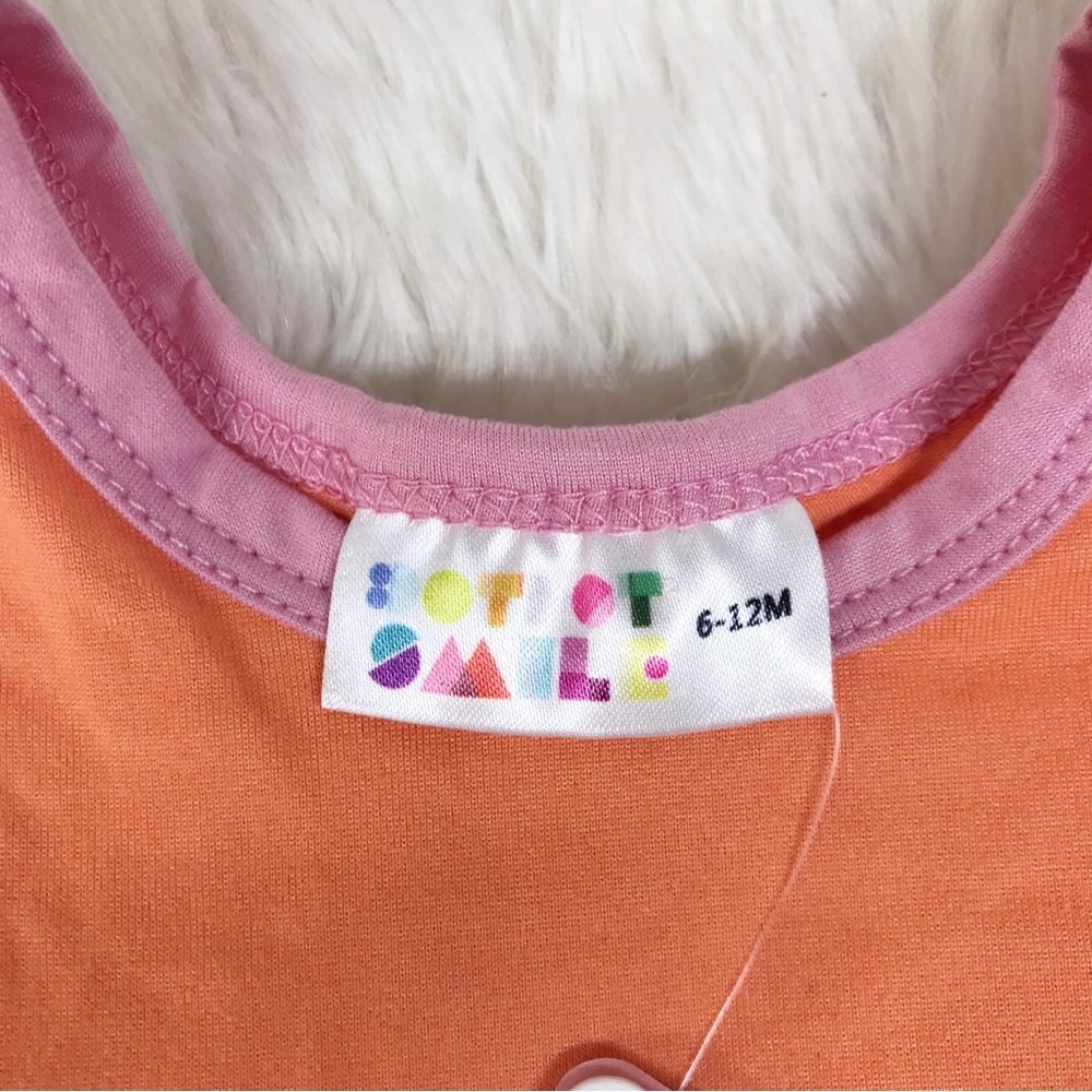 DOT DOT SMILE Baby Girl Pink Orange Tiered Dress Size‎ 6-12 Months Spring Summer - Picture 2 of 6